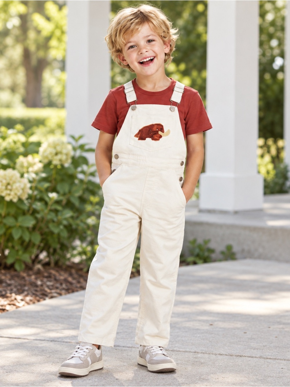 Christian Robinson x Target Woolly Mammoth Overalls 4T NWT Cream Dino Track Pic!
